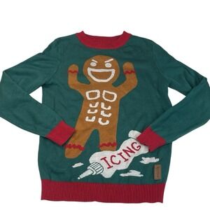 Tipsy Elves Gingerbread Man Icing Ugly Christmas Sweater Small Holiday Funny